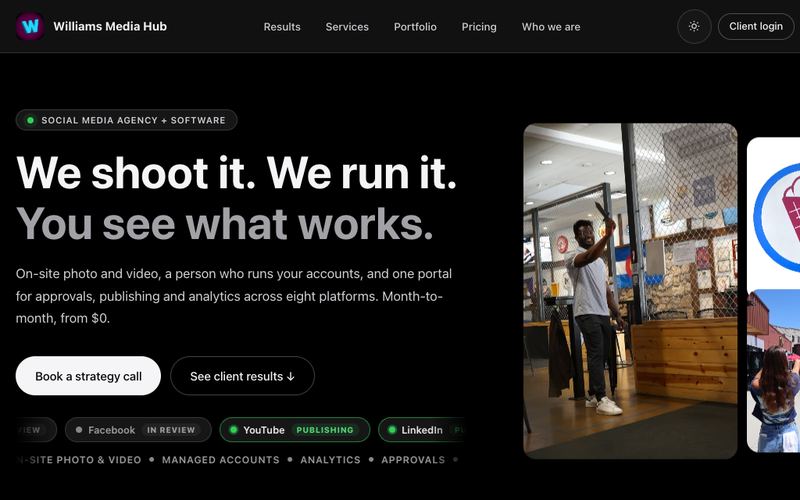Williams Media Hub home page: “We shoot it. We run it. You see what works.”